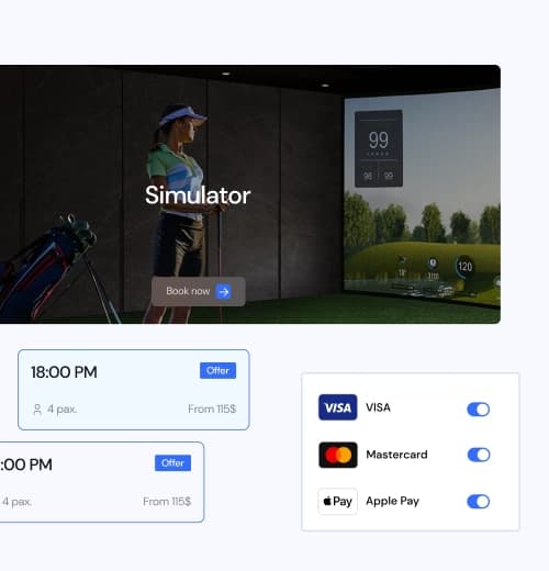 Online reservations and payments for simulators