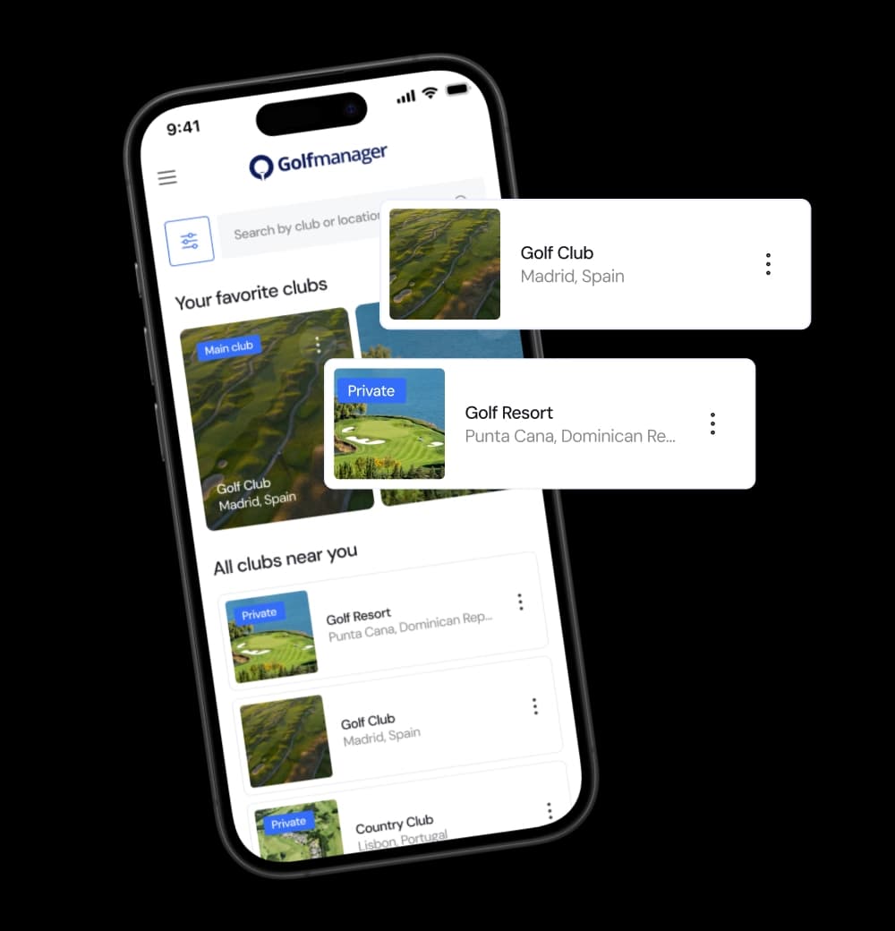 Golfmanager mobile app header