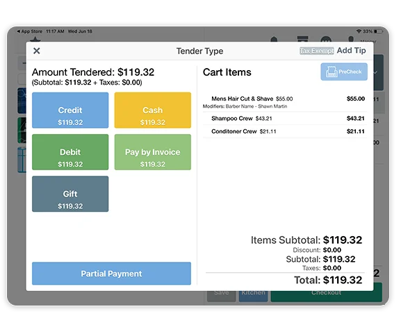 Retail payment processing interface