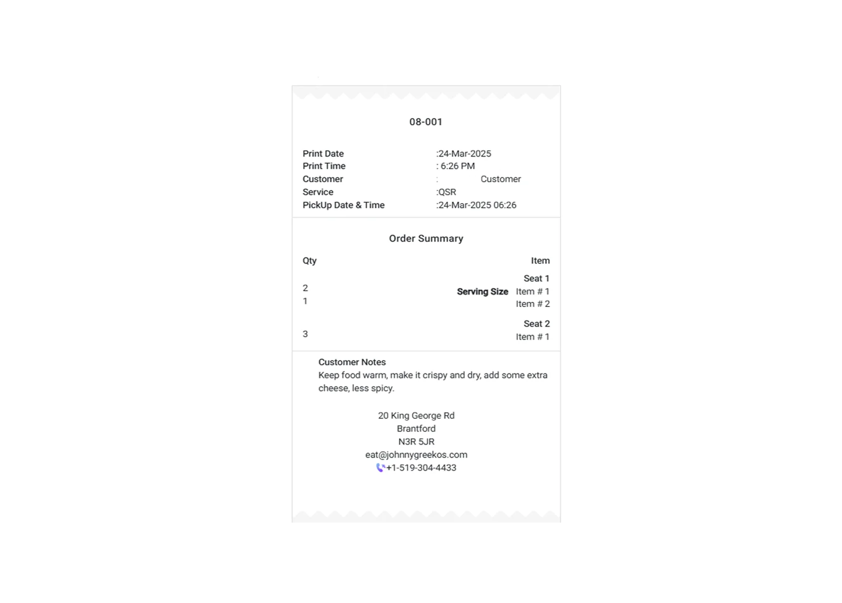 Receipt Printing - Customize front-end and kitchen receipts to match your brand Receipt Printing - Restaurant POS feature for operations and management