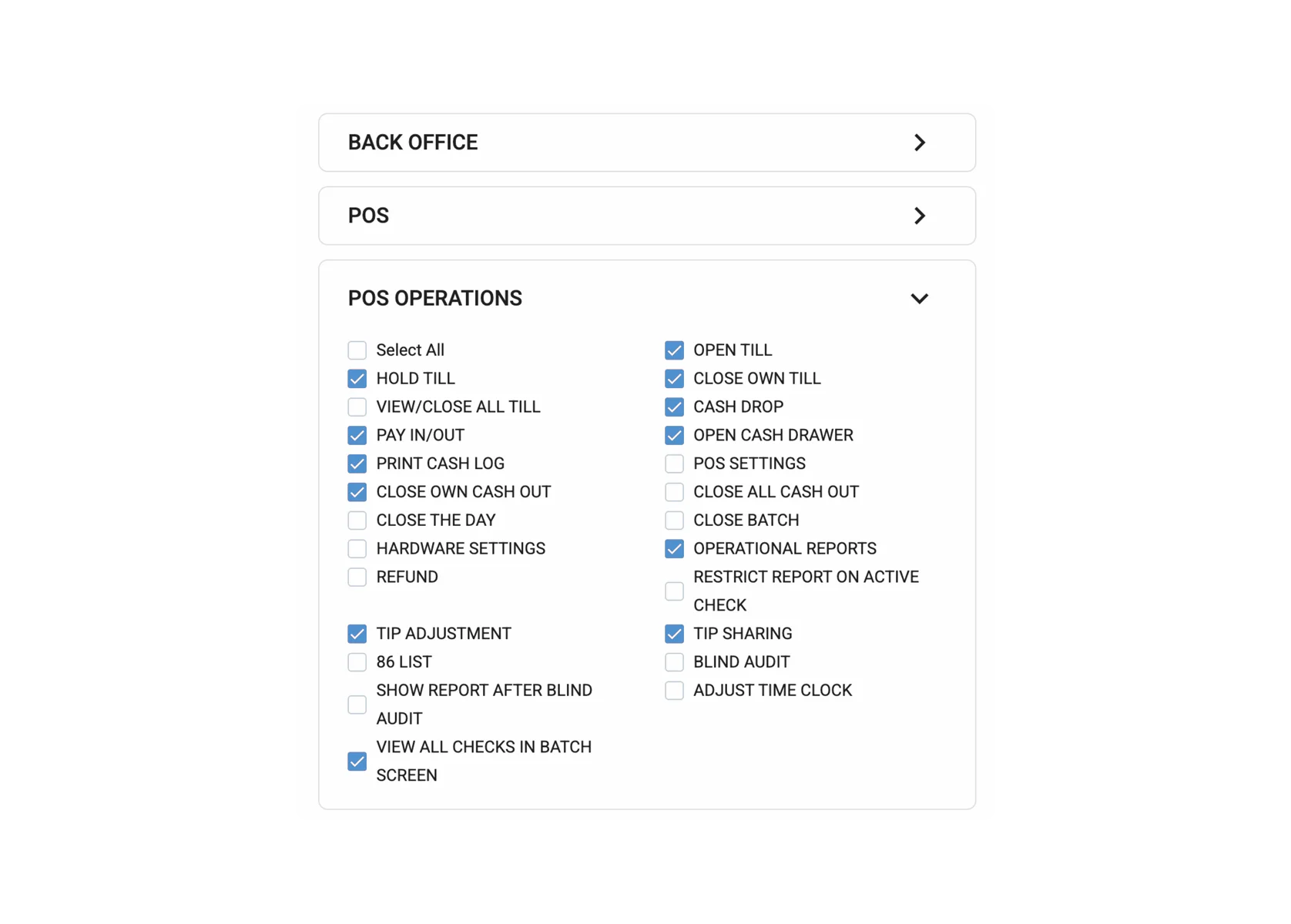 Assign Security Access Levels - Control access to sensitive features with role-based permissions Assign Security Access Levels - Restaurant POS feature for operations and management