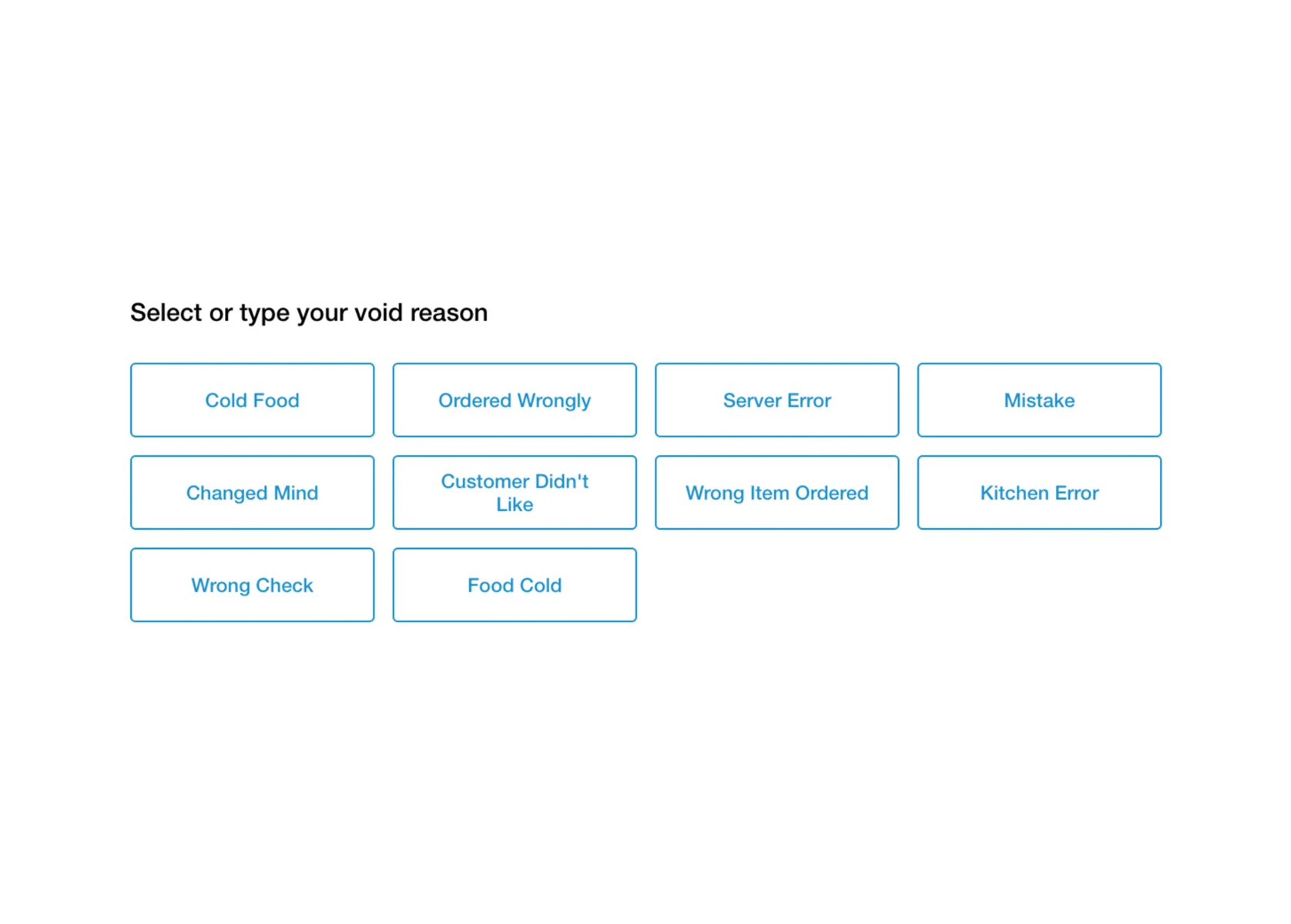 Void Transactions - Maintain control over voided orders by identifying reasons and setting role-based permissions Void Transactions - Restaurant POS feature for operations and management